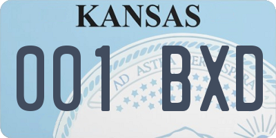 KS license plate 001BXD