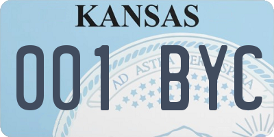 KS license plate 001BYC