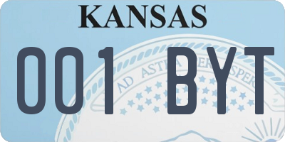 KS license plate 001BYT