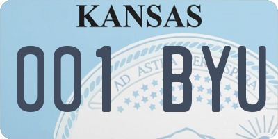 KS license plate 001BYU