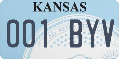 KS license plate 001BYV