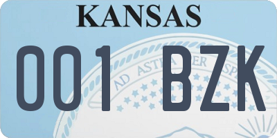 KS license plate 001BZK