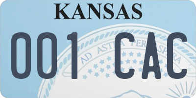 KS license plate 001CAC