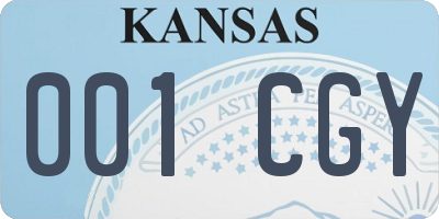KS license plate 001CGY