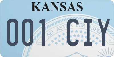 KS license plate 001CIY