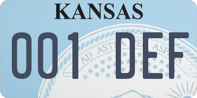 KS license plate 001DEF