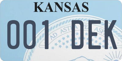 KS license plate 001DEK