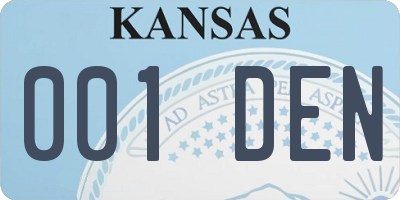 KS license plate 001DEN
