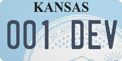 KS license plate 001DEV