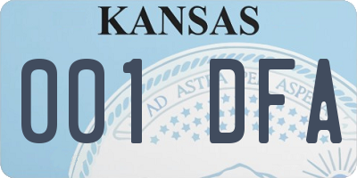 KS license plate 001DFA