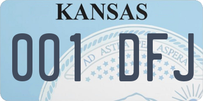 KS license plate 001DFJ