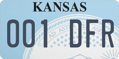 KS license plate 001DFR