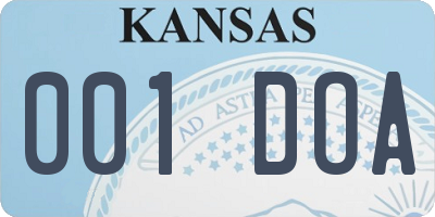 KS license plate 001DOA