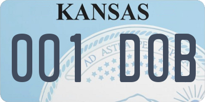 KS license plate 001DOB