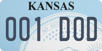 KS license plate 001DOD
