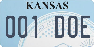 KS license plate 001DOE