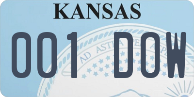 KS license plate 001DOW