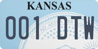 KS license plate 001DTW