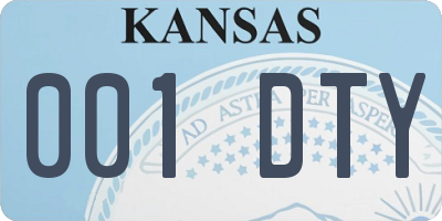 KS license plate 001DTY