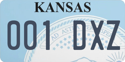 KS license plate 001DXZ