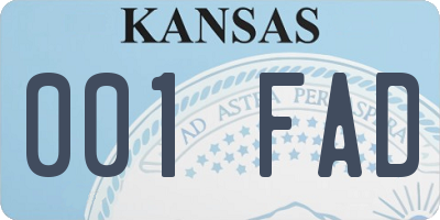 KS license plate 001FAD