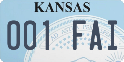 KS license plate 001FAI