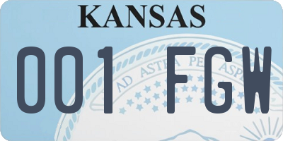 KS license plate 001FGW