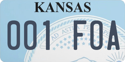 KS license plate 001FOA