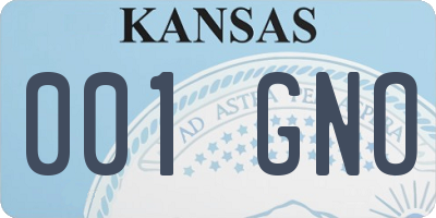 KS license plate 001GNO