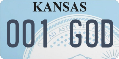 KS license plate 001GOD
