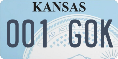 KS license plate 001GOK
