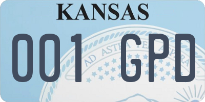 KS license plate 001GPD