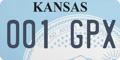 KS license plate 001GPX