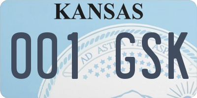 KS license plate 001GSK