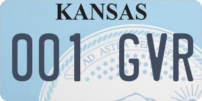 KS license plate 001GVR