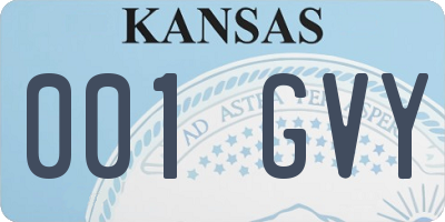 KS license plate 001GVY