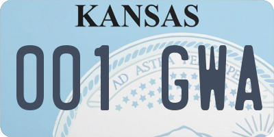 KS license plate 001GWA
