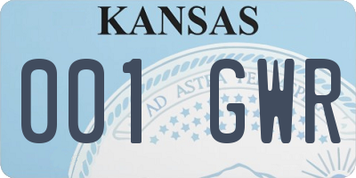 KS license plate 001GWR