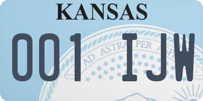 KS license plate 001IJW