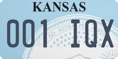 KS license plate 001IQX