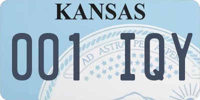 KS license plate 001IQY