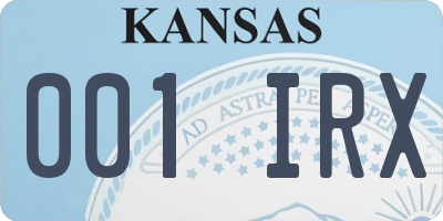 KS license plate 001IRX