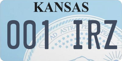 KS license plate 001IRZ