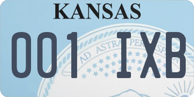 KS license plate 001IXB