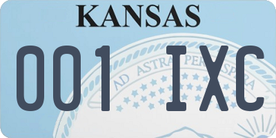 KS license plate 001IXC