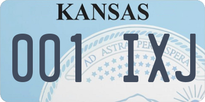 KS license plate 001IXJ
