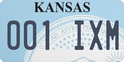 KS license plate 001IXM