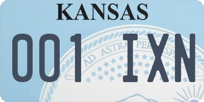 KS license plate 001IXN
