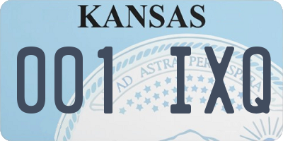 KS license plate 001IXQ