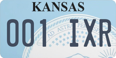 KS license plate 001IXR